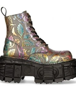 New Rock Boots Gothic Boots New Rock Vintage Flower Multi Holo Boots M.MILI084C-S21