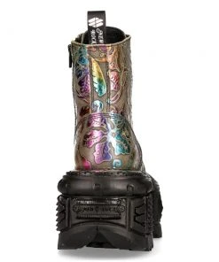 New Rock Boots Gothic Boots New Rock Vintage Flower Multi Holo Boots M.MILI084C-S21