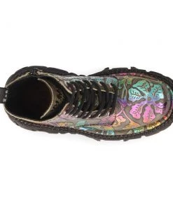 New Rock Boots Gothic Boots New Rock Vintage Flower Multi Holo Boots M.MILI084C-S21