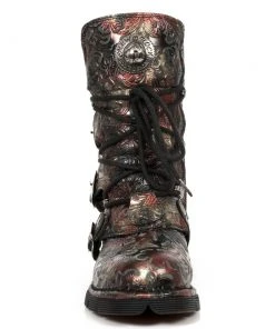 New Rock Boots New Rock Red Vintage Flower Comfort Boots M.1473-S42 Gothic Boots