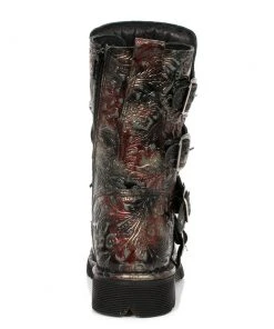 New Rock Boots New Rock Red Vintage Flower Comfort Boots M.1473-S42 Gothic Boots