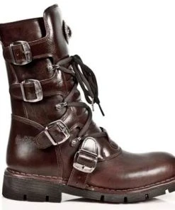 New Rock Boots New Rock Brown Leather Boots M.1473-S8 Gothic Boots