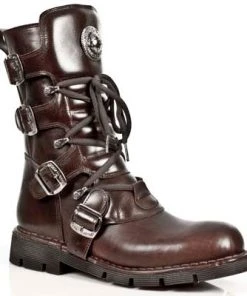 New Rock Boots New Rock Brown Leather Boots M.1473-S8 Gothic Boots