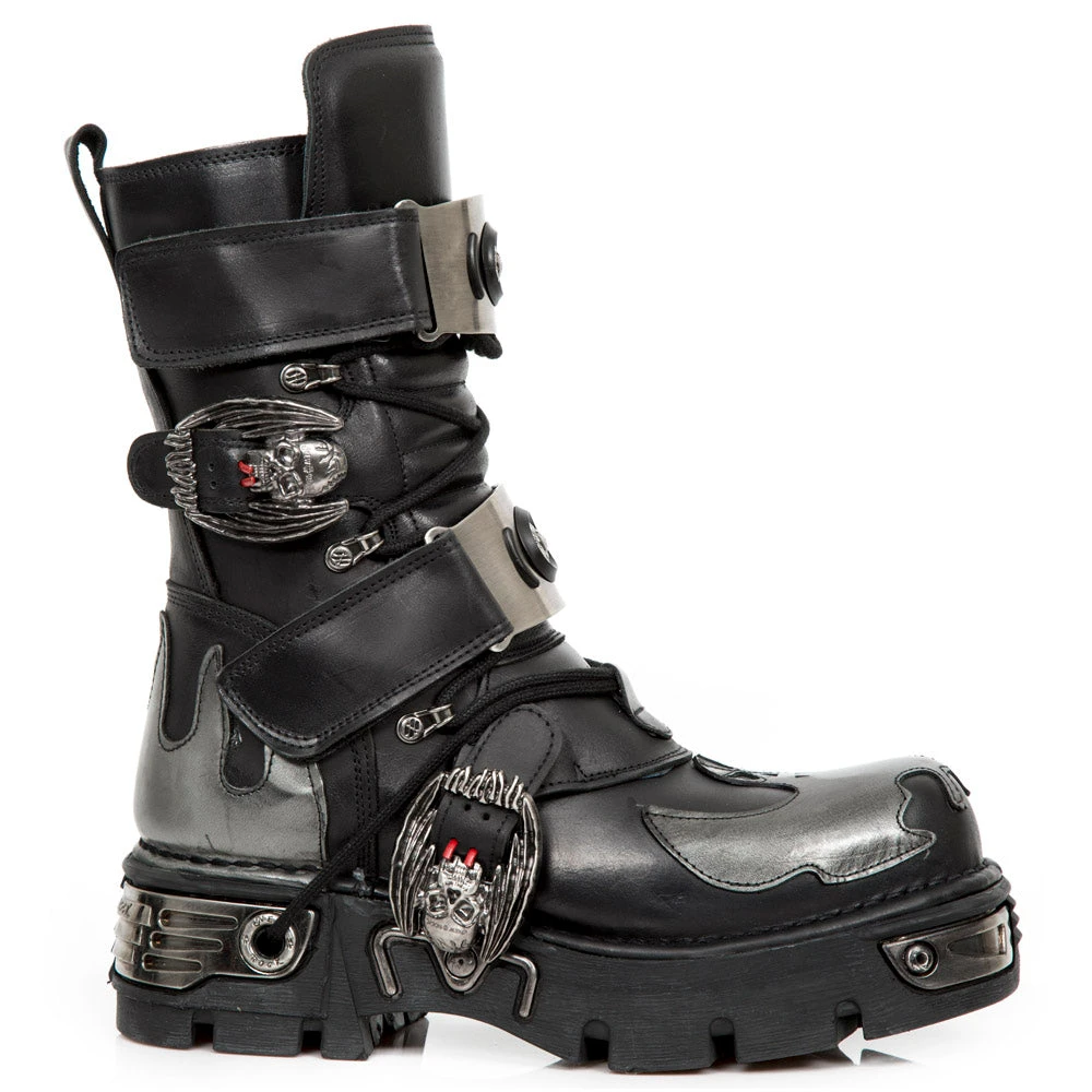 New Rock Boots New Rock Silver Flame Bat Boots M.195-S2 4 New Rock Boots New Rock Silver Flame Bat Boots M.195-S2