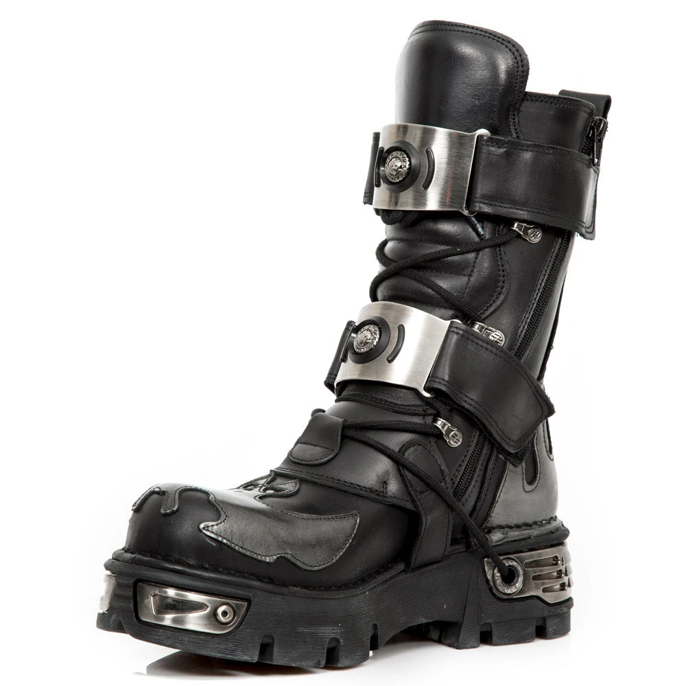 New Rock Boots New Rock Silver Flame Bat Boots M.195-S2 8 New Rock Boots New Rock Silver Flame Bat Boots M.195-S2