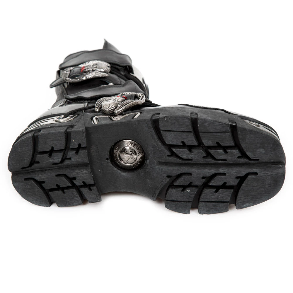 New Rock Boots New Rock Silver Flame Bat Boots M.195-S2 10 New Rock Boots New Rock Silver Flame Bat Boots M.195-S2