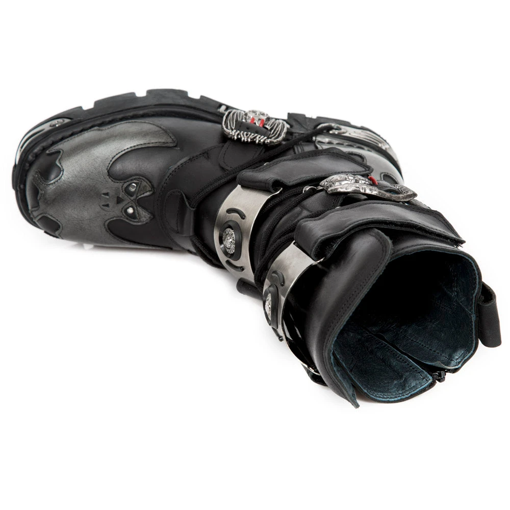 New Rock Boots New Rock Silver Flame Bat Boots M.195-S2 11 New Rock Boots New Rock Silver Flame Bat Boots M.195-S2