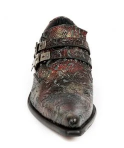 New Rock Boots New Rock Red Embossed Vintage Flower Shoes M.2246-S27 All Footwear