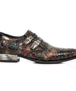 New Rock Boots All Footwear New Rock Red Newman Floral Embossed Shoes M.2246-S28