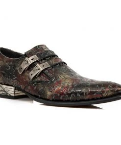 New Rock Boots All Footwear New Rock Red Newman Floral Embossed Shoes M.2246-S28