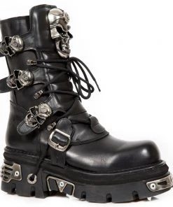 New Rock Boots Gothic Boots New Rock Black Boots Skull Design M.375-S1
