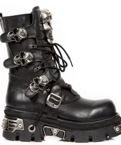 New Rock Boots Gothic Boots New Rock Black Boots Skull Design M.375-S1