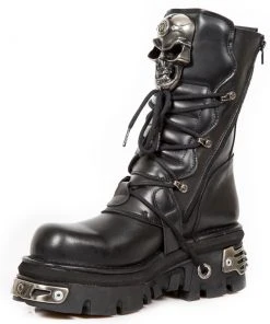 New Rock Boots Gothic Boots New Rock Black Boots Skull Design M.375-S1