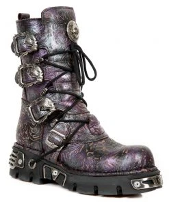 New Rock Boots New Rock Purple Vintage Flower Reactor Boots M.391-S5 Gothic Boots