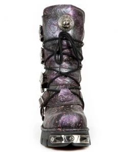 New Rock Boots New Rock Purple Vintage Flower Reactor Boots M.391-S5 Gothic Boots
