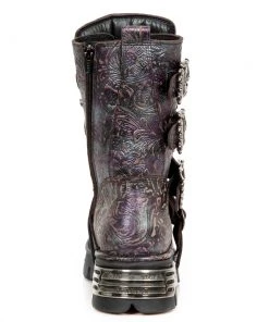 New Rock Boots New Rock Purple Vintage Flower Reactor Boots M.391-S5 Gothic Boots