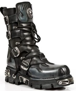 New Rock Boots New Rock M591 S2 Silver Flames Boots