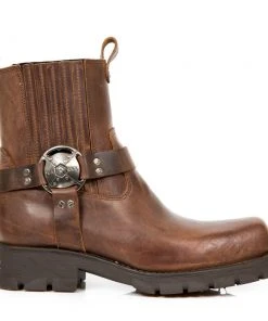 New Rock Boots New Rock Brown Motorcycle Ankle Boots Gothic Boots