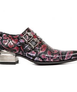 New Rock Boots New Rock Purple Embossed Vintage Flower Shoes M.7960-S6 All Footwear