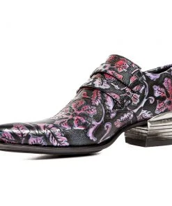 New Rock Boots New Rock Purple Embossed Vintage Flower Shoes M.7960-S6 All Footwear