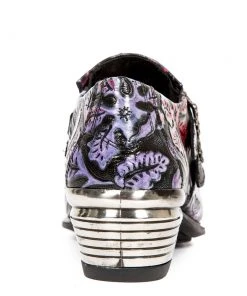 New Rock Boots New Rock Purple Embossed Vintage Flower Shoes M.7960-S6 All Footwear