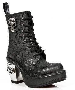 New Rock Boots Gothic Boots New Rock NRK Skull Vintage Flower Boots M.8358-S1