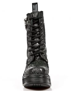 New Rock Boots Gothic Boots New Rock NRK Skull Vintage Flower Boots M.8358-S1