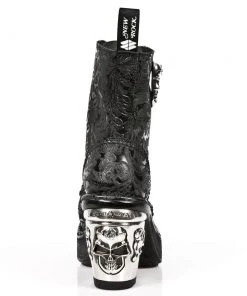 New Rock Boots Gothic Boots New Rock NRK Skull Vintage Flower Boots M.8358-S1