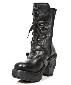 New Rock Boots New Rock All Black NRK Skull Boots M.8366-S8