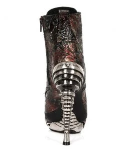 New Rock Boots New Rock Red Vintage Flower Ankle Boots