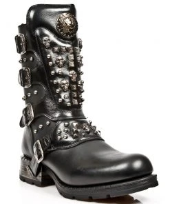 New Rock Boots New Rock Skull And Studs Motorock Boots M.MR019-S1
