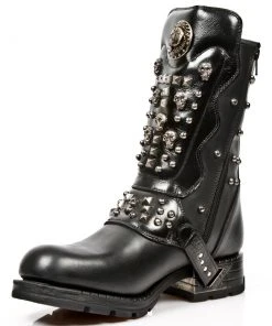 New Rock Boots New Rock Skull And Studs Motorock Boots M.MR019-S1