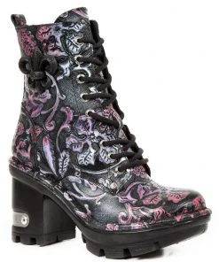 New Rock Boots New Rock Embossed Vintage Flower Boots Gothic Boots