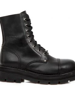 New Rock Boots New Rock Black Combat Boots M.NEWMILI083-S14 Gothic Boots
