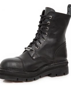New Rock Boots New Rock Black Combat Boots M.NEWMILI083-S14 Gothic Boots