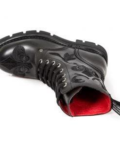 New Rock Boots Gothic Boots New Rock Embroidered Fleur De Lys Boots M.NEWMILI118-S1