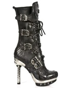New Rock Boots New Rock M-PUNK049 S1 Boots Black Flame Gothic Boots