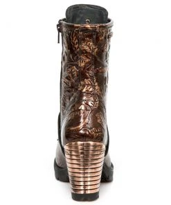 New Rock Boots Gothic Boots New Rock Brown Vintage Flower Ankle Boots M.TR001-S5
