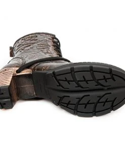 New Rock Boots Gothic Boots New Rock Brown Vintage Flower Ankle Boots M.TR001-S5