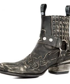New Rock Boots New Rock Distressed Cowboy Ankle Boots M.WST045-S1.