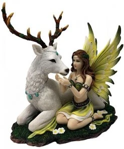Nemesis Now Adoration Fairy With White Deer Figurine