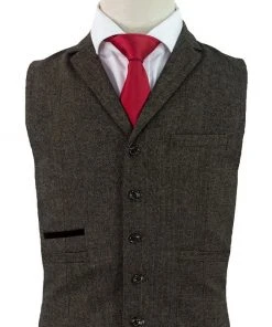Kaymans Mens Steampunk Clothing Martez Brown Tweed Waistcoat