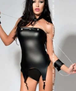 Me Seduce Catty Corset Black Ladies Fetish Clothing