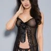 Music Legs Lace Trim Mesh Babydoll