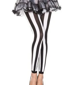 All Ladies Clothing Music Legs Black White Striped Leggings