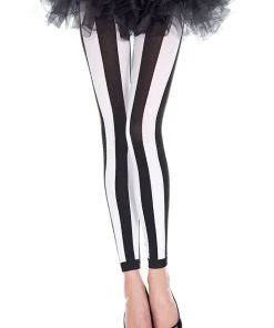 All Ladies Clothing Music Legs Black White Striped Leggings