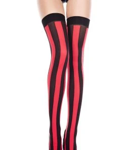 Music Legs Black Red Thigh Hi Stockings Stockings And Holdups