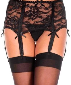 Music Legs Flower Lace Garterbelt