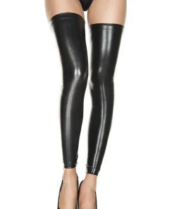 Music Legs Footless Lace Up Wetlook Thigh Hi