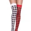 Music Legs Harlequin Mismatch Thigh Hi Stockings